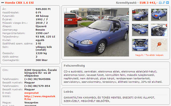 Forrás: hasznaltauto.hu Forrás: hasznaltauto.hu